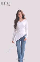 Side Shirring Lady Long Sleeve T-shirt