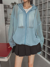Rainy Square Hooded Zip-Up