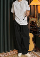 A-line Curved Wide Cotton Pants 3COLOR