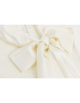 [PRE- FALL] Dahlia Satin Ribbon Scarf Slim Half Sleeve Top Black