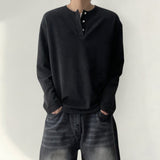 Hake soft layered henry neck long sleeve tee