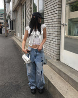 Lace puff top