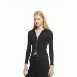  slim-fit zipper cardigan