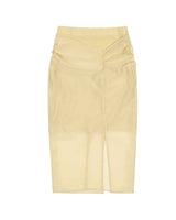 Sheer Shirring Slit Skirt _ YELLOW