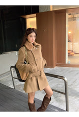 Lux wool belt padded half coat