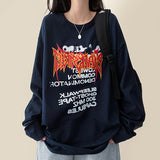 Venom Flame Lettering Reverse Printing Overfit Long Sleeve T-shirt