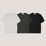 LMNエバー3ボタンVネックマッスルフィットビーンT(3 colors)
