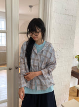 Bijoupe Loose-Fit Summer Check Hood Shirt