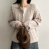 Lammy Round Twisted Knitted Cardigan