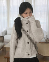 Alfo High Neck Button Knit Cardigan