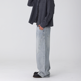 REVERSE BAND CUT WIDE DENIM PANTS
