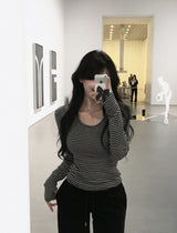 [BELLIDE MADE] Cookie, stripe finger hole T-shirt