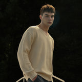 Retro Pattern V-Neck Knitwear - Ivory