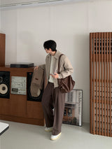 LMN Ries Deep One Tuck Back Banding Wool Wide Slacks (4 colors)
