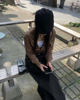 ブラウンスリムジップアップ