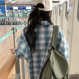 Blue Pepper Oversized Fit Boxy Fit Checkered Shirt Shirt [MANDARINETREE ONLY]