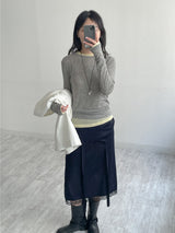 Fold Satin Lace Skirt