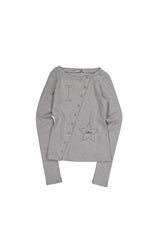 STAR BUTTON TOP / MELANGE GRAY