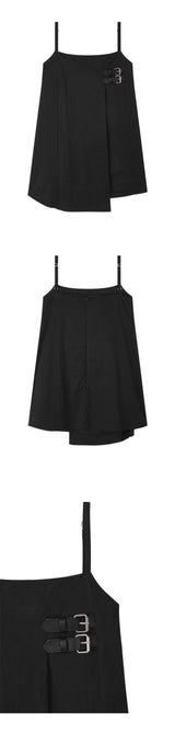 [mnem] Buckle Nylon Midi Dress (black)