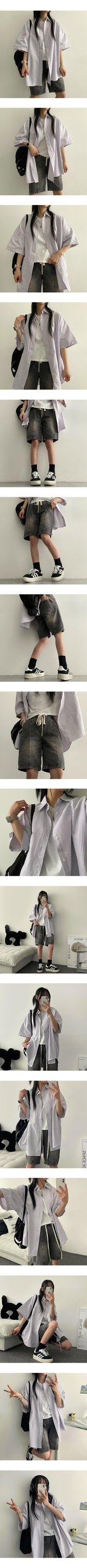 [S-3XL] MELSUWASHING Bendable Slit Stitch Denim Shorts