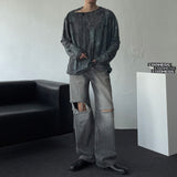 ENOC Grunge dyeing Shoulder Snap Long Sleeve T-shirt (2 colors)
