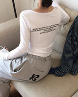 "ONLY" lettering U-neck short-sleeved T-shirt
