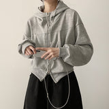 Pope Incision Pocket High Neck Hooded Zip-Up