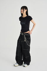 RAW DENIM CARPENTER PANTS [BLACK]