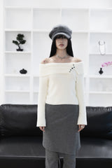[Sepia] Wrap skirt pants set - only skirt (Gray/Black)