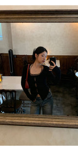 Leopard Halterneck Layered Long-Sleeved Knitwear