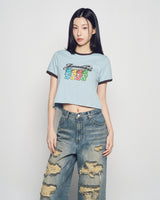 26SS WOMAN ACベアクロップリンガーTシャツ