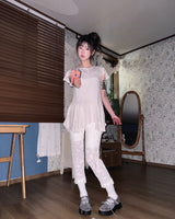 (2color) Ruffle Lace Flower Slim Pants [Ethnic Belt Set]