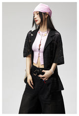 Cutout Relaxed Short Sleeve Shirt