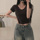 【BELLIDE MADE】モダール素材 Uネック無地半袖Tシャツ