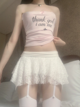 Aishar lace skirt pants (white)