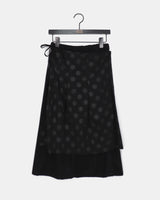 Kiko Dot Nylon Layered Pleated Midi Skirt