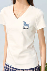 カートゥーンドッグVネックTシャツ