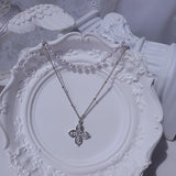 [NMIXX ジウ Necklace] ルナ ブロッサム レイヤード ネックレス - Silver color