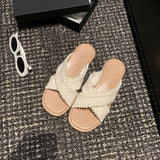 Cross Weave Open-Toe Strap Sandals