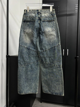 [SET UP가능] キッチスリットワイドデニムパンツ