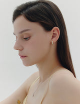 26SS★ Essence Heart Bezel Tennis One-Touch Earrings