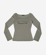 ユニジッピードロゴTシャツ (Cursive ver.) #カーキ