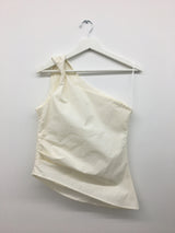 One-shoulder draping blouse (2color)