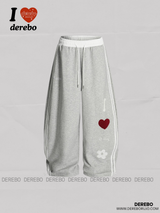 Embroidered letter wide banding sweat pants