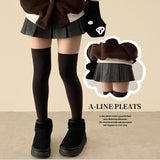 povin woolen pleats mini skirt