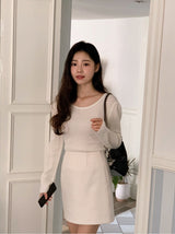 Basic U-neck Rib Puff Knit (5color)