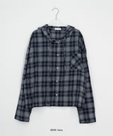 Bijoupe Loose-Fit Summer Check Hood Shirt