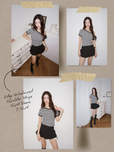 Edge Unbalanced Shoulder Stripe Short Sleeve T-Shirt