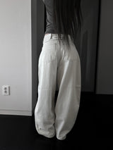 back pocket cross stud wide denim (fleece-lined / 2color)