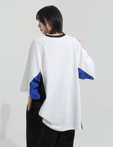 カラーブロックラグランオーバーTシャツ